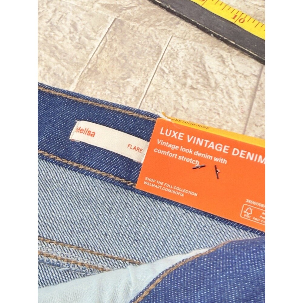 Sofia Jeans by Sofia Vergara High Rise Flare Dark Wash Blue Denim Jeans Size 12 - Picture 11 of 12